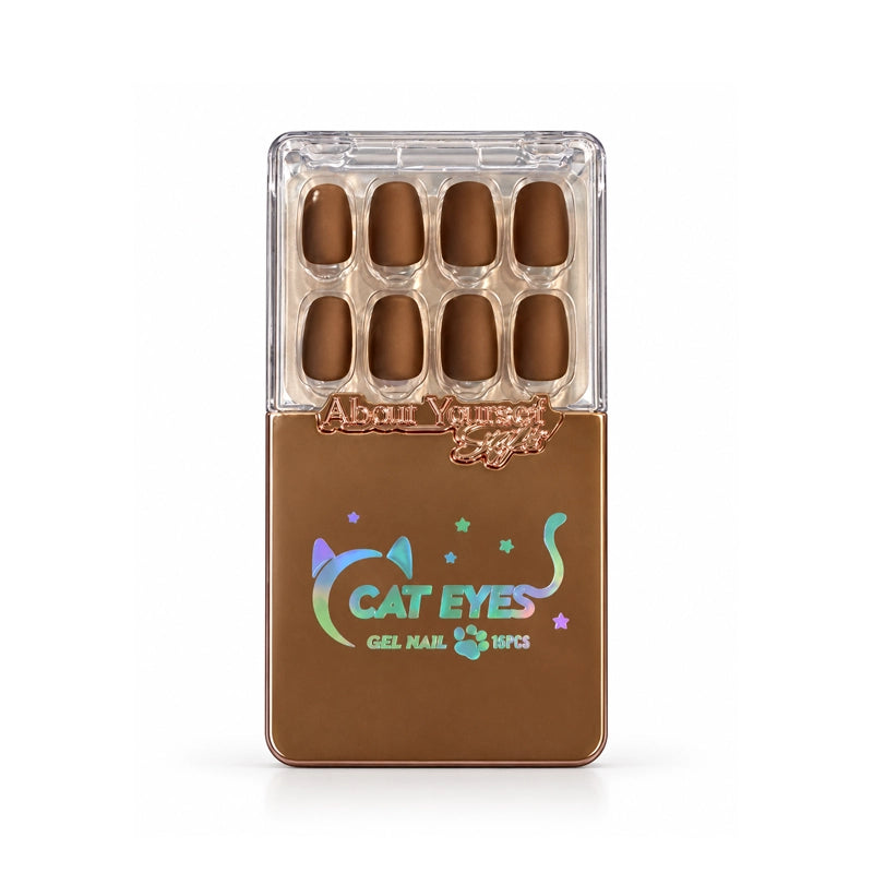 NAIL CAT EYES CHOCOLATE BROWN MATTE OMBRE 15PCS