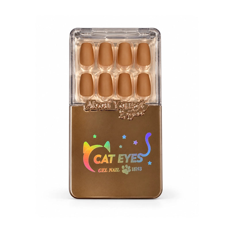 NAIL CAT EYES PEACH CARAMEL NUDE 15PCS ROSE GOLD