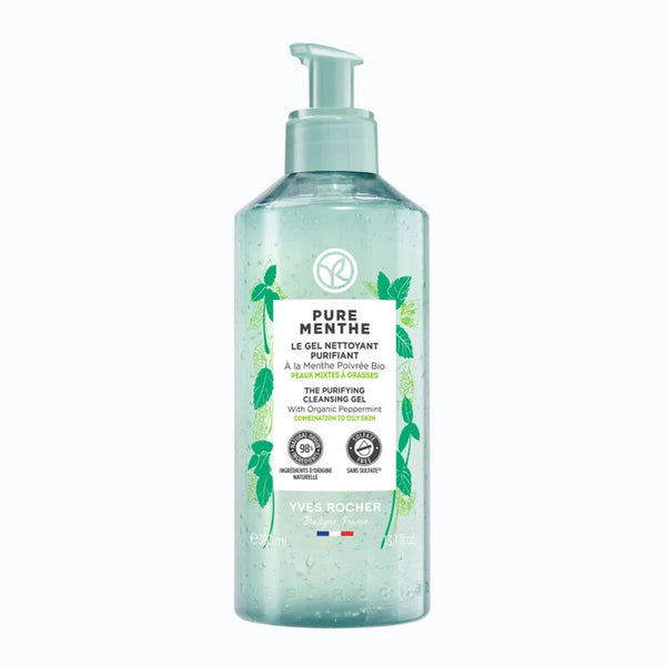 YVES ROCHER PURE MENTHE THE PURIFYING CLEANSING GEL PUMP BOTTLE 390ML - ladyy