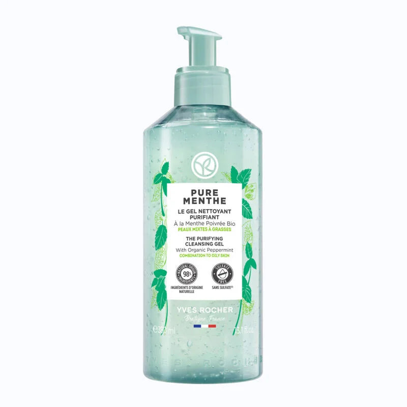 YVES ROCHER PURE MENTHE THE PURIFYING CLEANSING GEL PUMP BOTTLE 390ML - ladyy