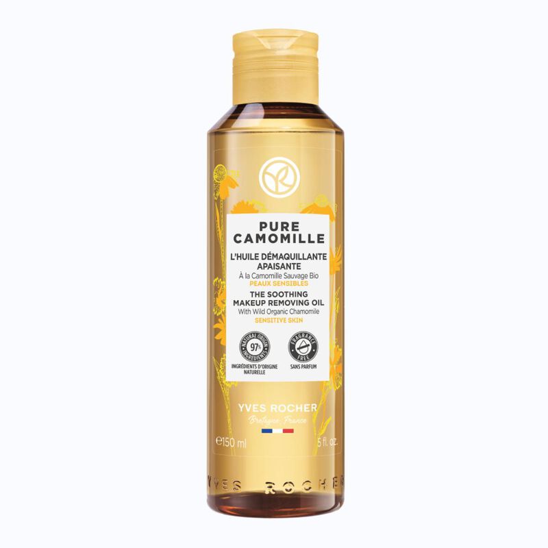 YVES ROCHER PURE CALMILLE THE SOOTHING MAKEUP REMOVER OIL BOTTLE 150ML - ladyy