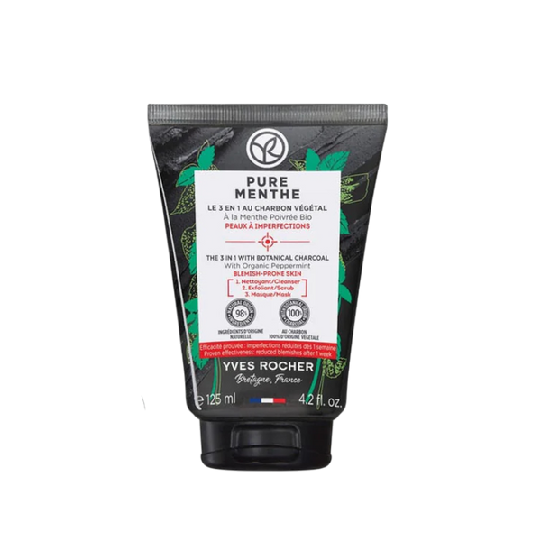 YVES ROCHER THE 3IN1 CHARCOAL BLACK MUD 125ML - ladyy