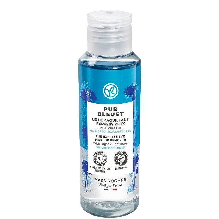 YVES ROCHER PUR BLEUET THE EXPRESS EYES MAKEUP REMOVER BOTTLE 100ML - ladyy