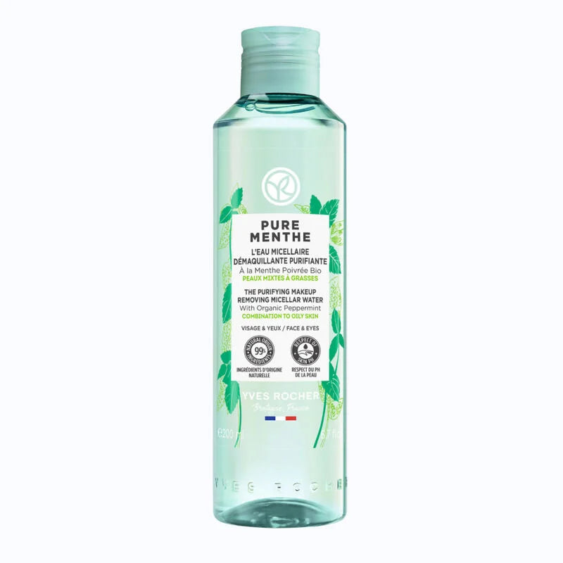 YVES ROCHER PURE MENTHE THE PURIFYING MAKEUP REMOVER MICELLAR WATER BOTTLE 200ML - ladyy