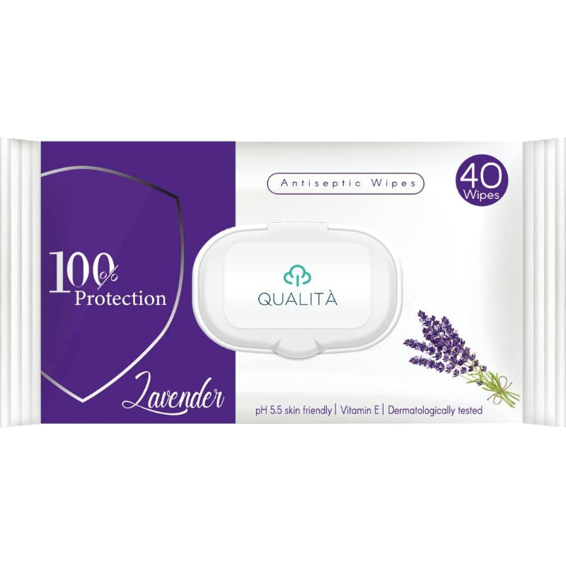 QUALITA ANTISEPTIC WIPES LAVENDER 40 PCS