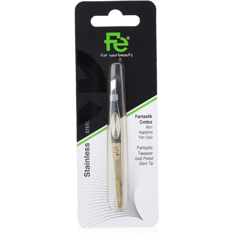 FE TWEEZERS FANTASTIC GOLD PLATED SLANT TIP 029