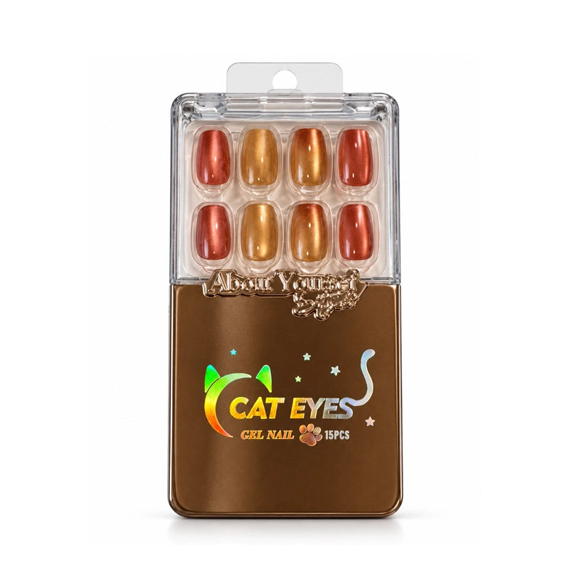 NAIL CAT EYES MIX PINK GOLD 2TONE 15PCS