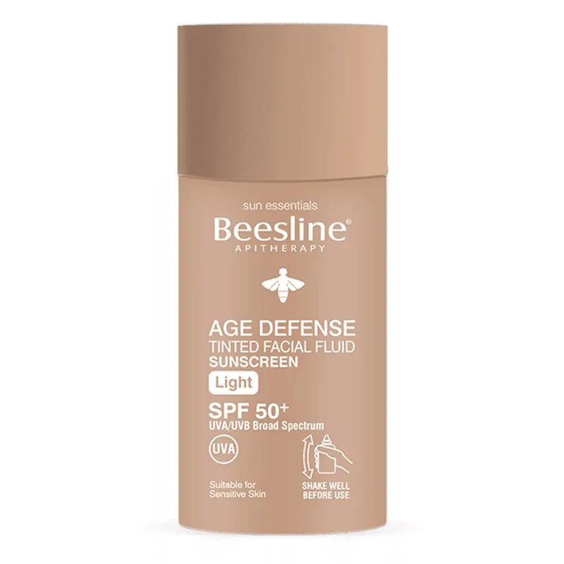 Beesline® AGE DEFENSE TINTED (LIGHT)FACIAL FLUID SUNSCREEN SPF 50+50+
