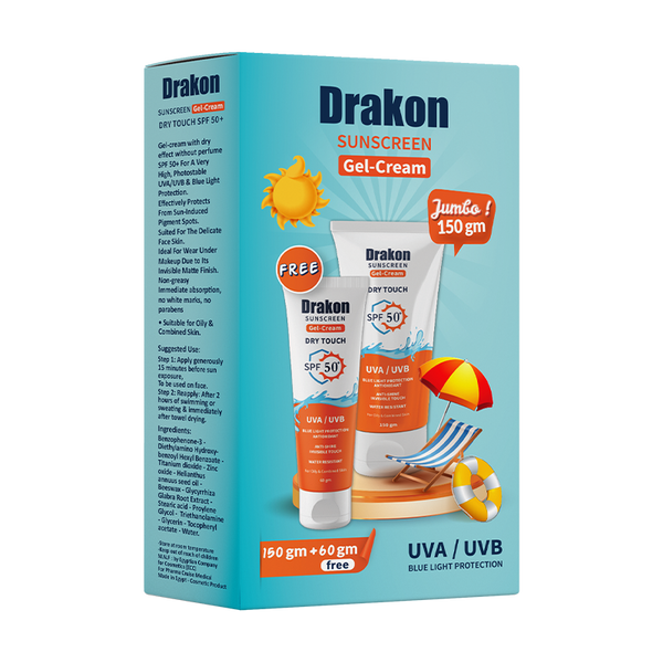 DRAKON SUNSCREEN GEL CREAM SPF50+ 60ML+150ML - ladyy