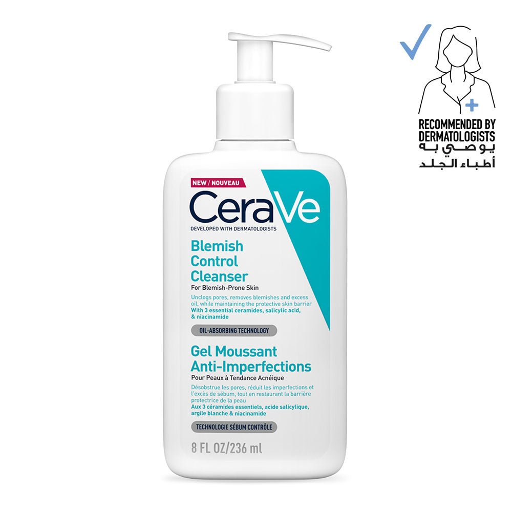 CeraVe Blemish Control Cleanser Face Wash For Acne & Blemish Prone Skin with 2% Salicylic Acid, Niacinamide and Ceramides 236ml - ladyy