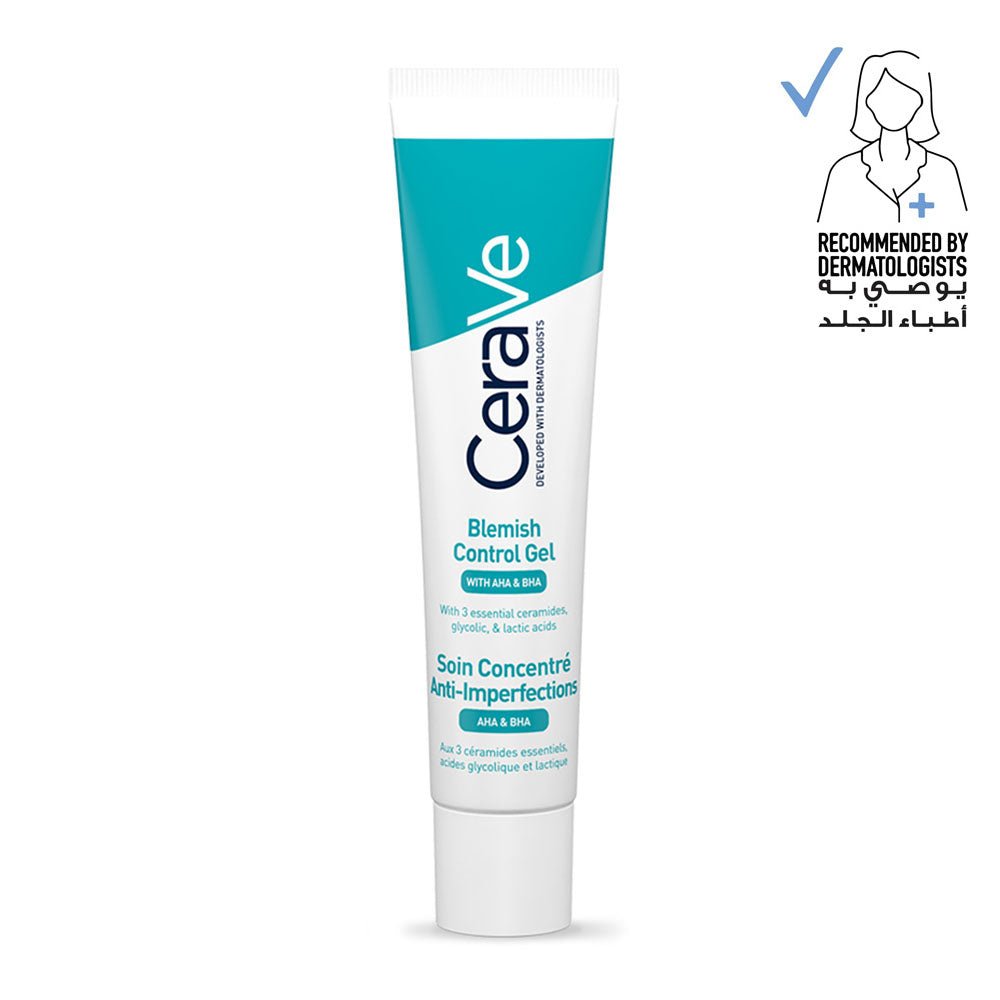 CeraVe Blemish Control Gel Facial Moisturiser For Acne & Blemishes with Glycolic Acid and Lactic Acid 40ml - ladyy