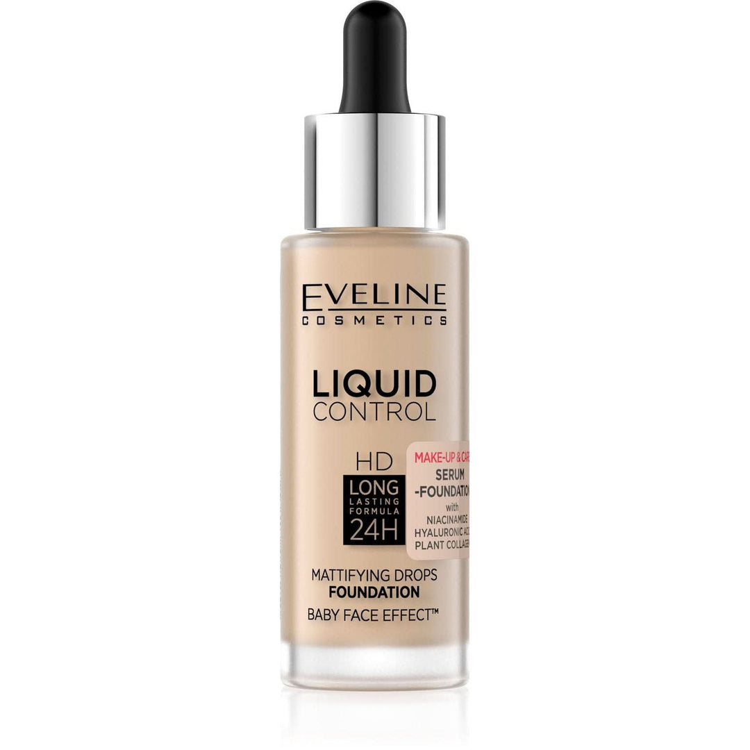 EVELINE COSMETICS LIQUID CONTROL SERUM FOUNDATION - 015 Light Vanilla - Cosmoshop - description